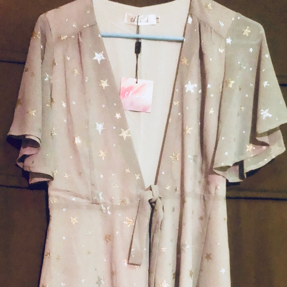 Chicwish , Silver And Gold Star Wrap Dress 💫